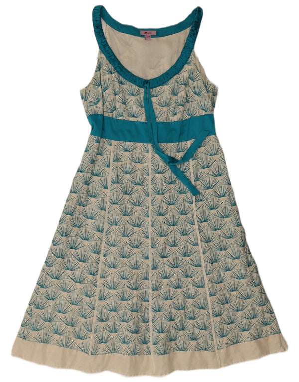 Abito a trapezio da donna con motivo astratto Monsoon UK 16 grande bianco sporco