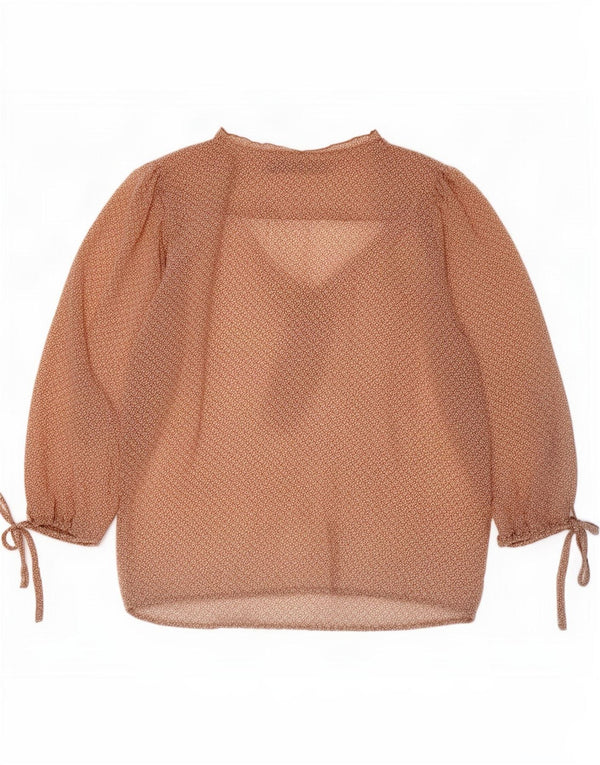 Top Zara da donna con motivo astratto maniche a 3/4 UK 10 piccolo Beige