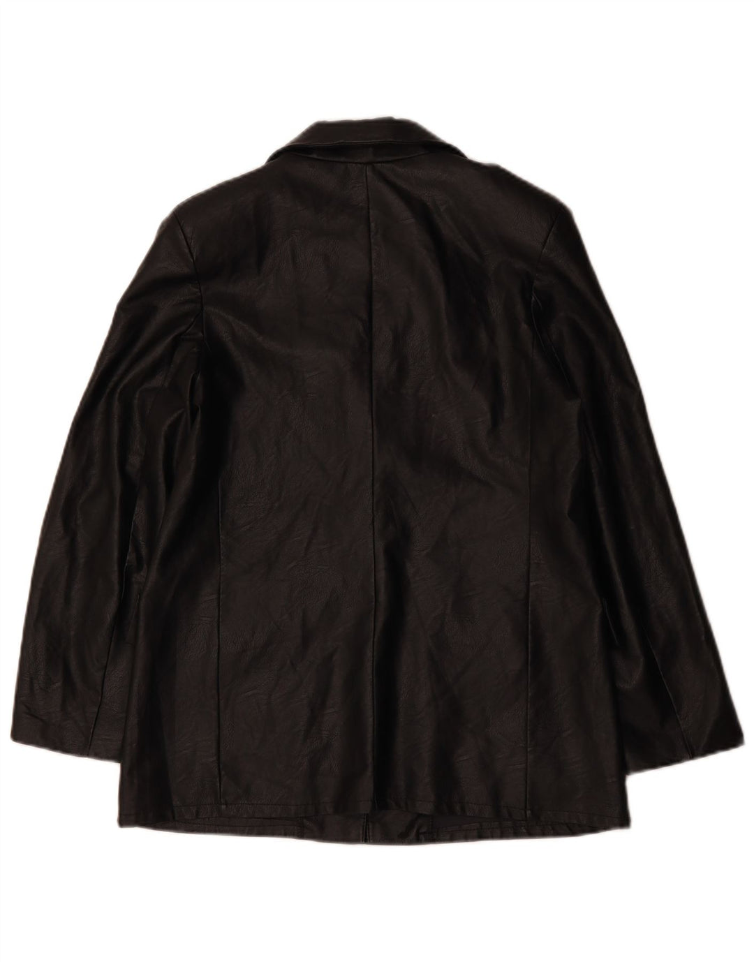 Giacca blazer da donna in ecopelle a 1 bottone VINTAGE UK 12 media nera