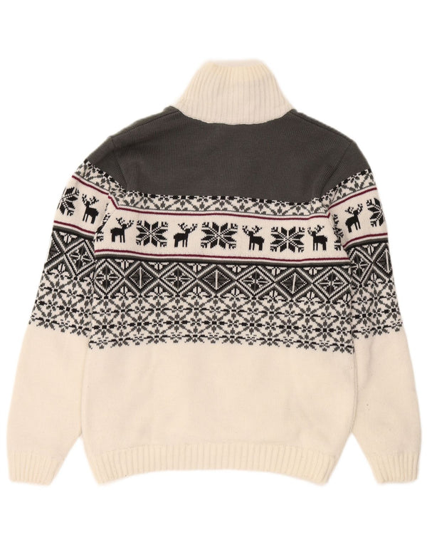 Maglione da uomo con collo con zip CMP, grande acrilico bianco Fair Isle