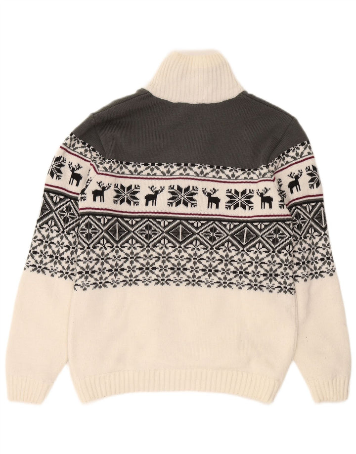 Maglione da uomo con collo con zip CMP, grande acrilico bianco Fair Isle