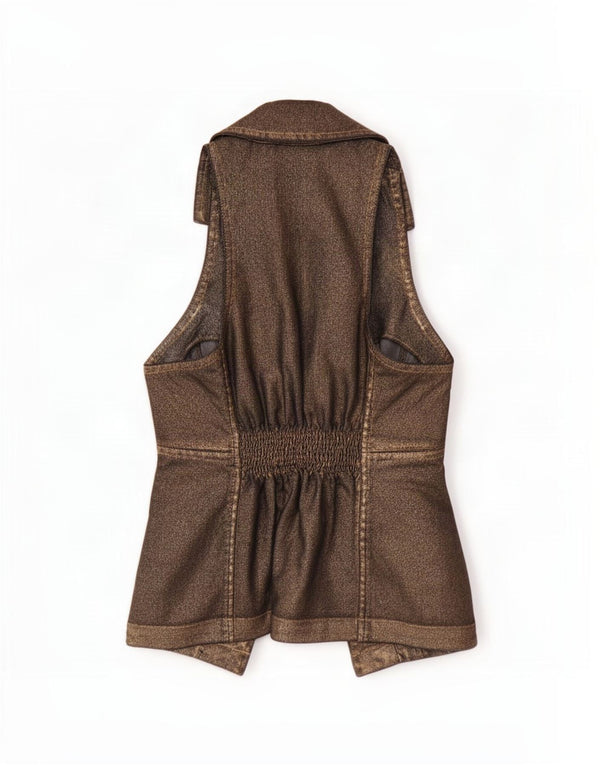 Gilet in denim da donna Topshop UK 8 piccolo cotone kaki