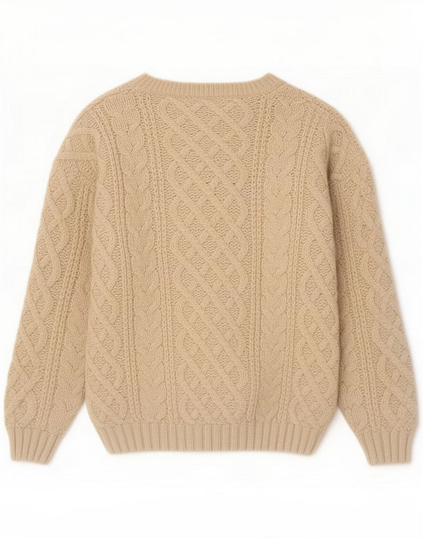 Maglione vintage da donna con scollo a barchetta UK 14/16 Large Beige Wool