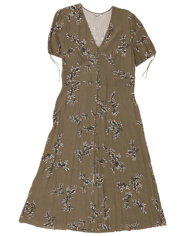Abito lungo da donna Jigsaw UK 14 Viscosa floreale verde grande