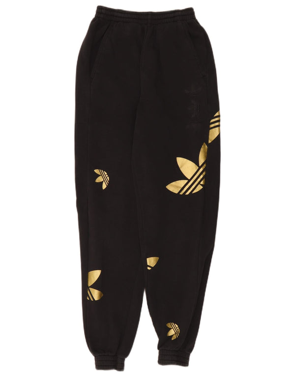Adidas Pantaloni da tuta da donna con grafica a vita alta Joggers UK 6 XS Nero