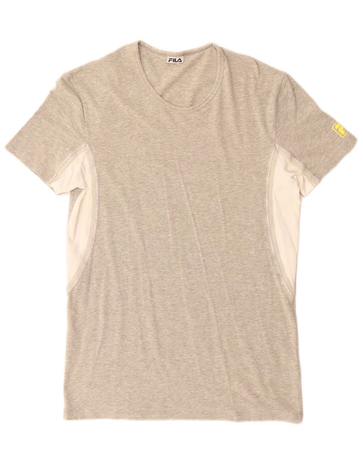 T-shirt Fila da uomo Top Small in cotone color block grigio
