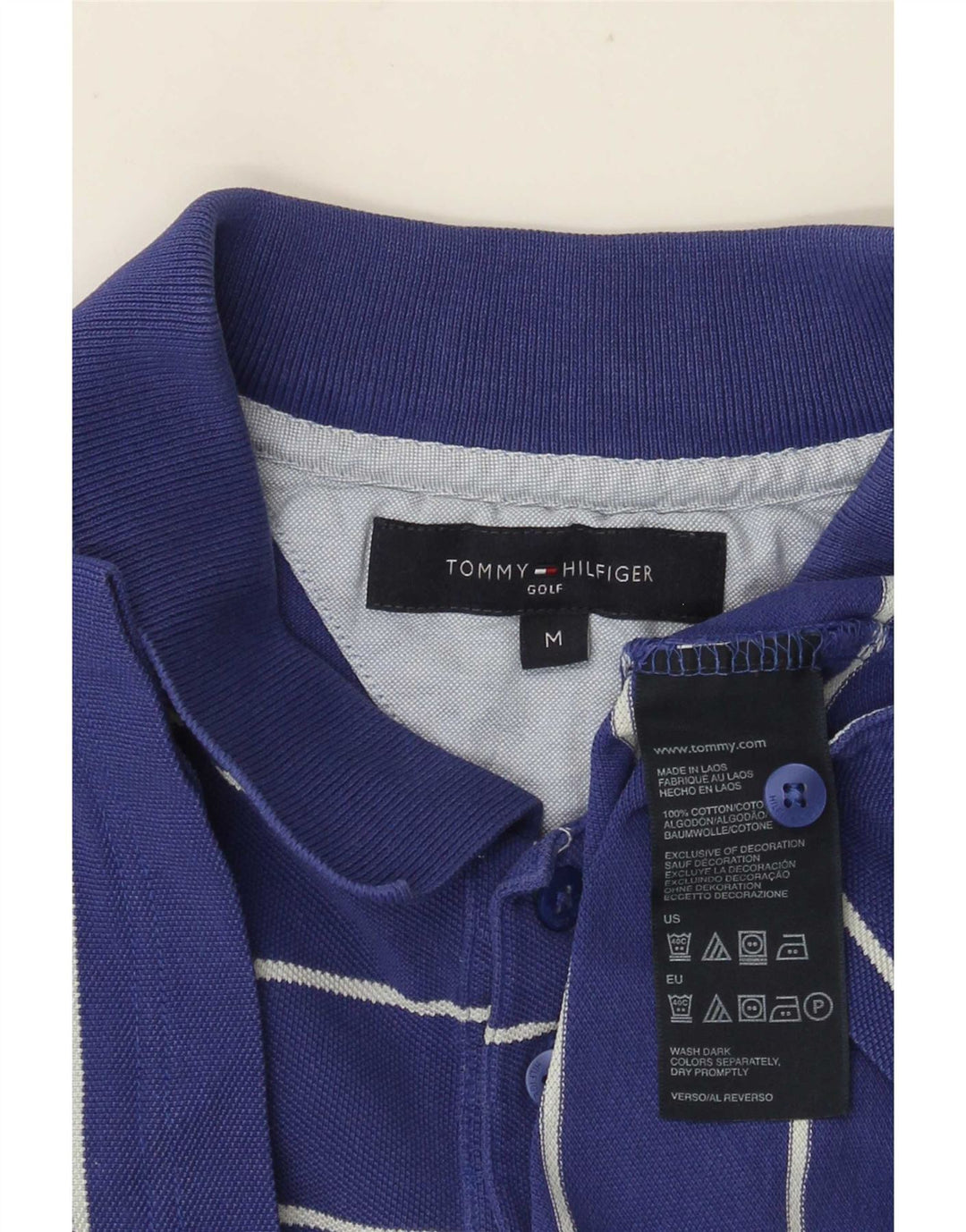 Polo da uomo Tommy Hilfiger in cotone a righe blu medio