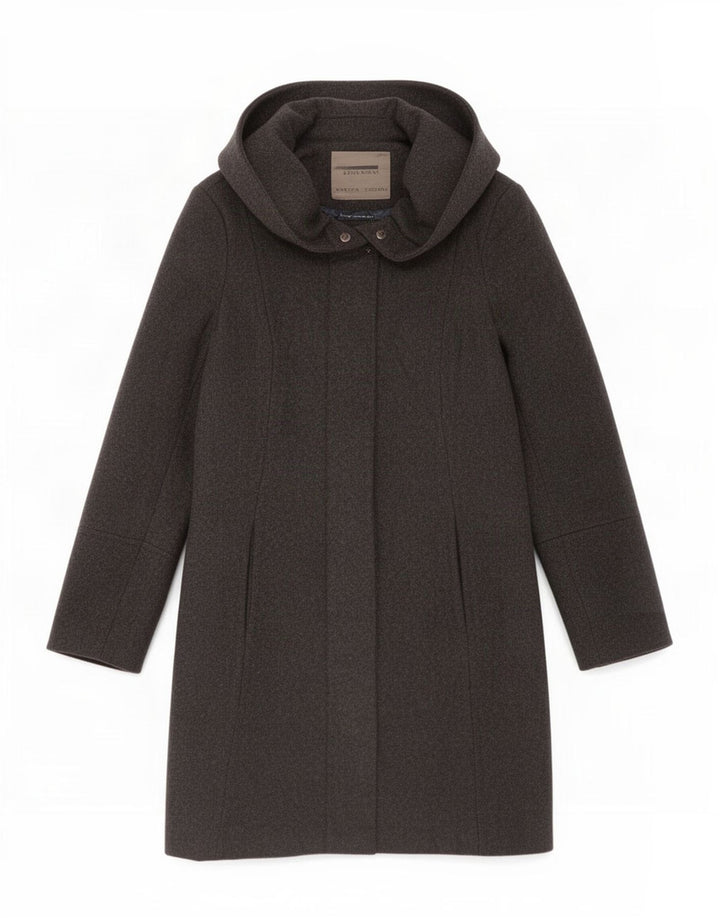 Cappotto con cappuccio da donna Zara UK 10 piccolo in lana nera