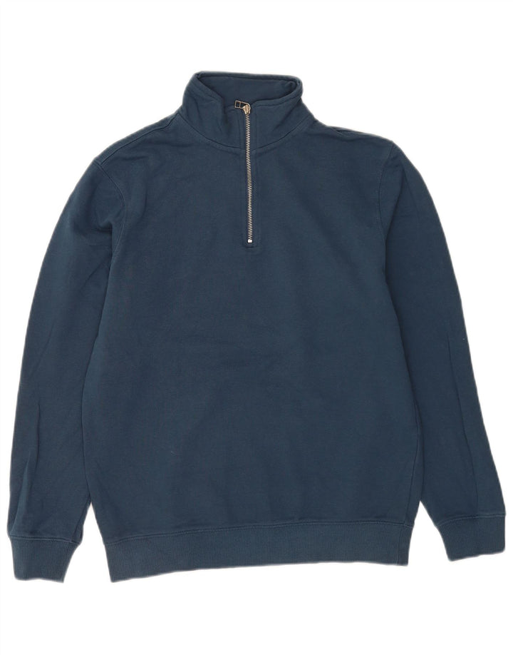 Felpa da uomo con collo con zip John Lewis, maglione piccolo in cotone blu navy