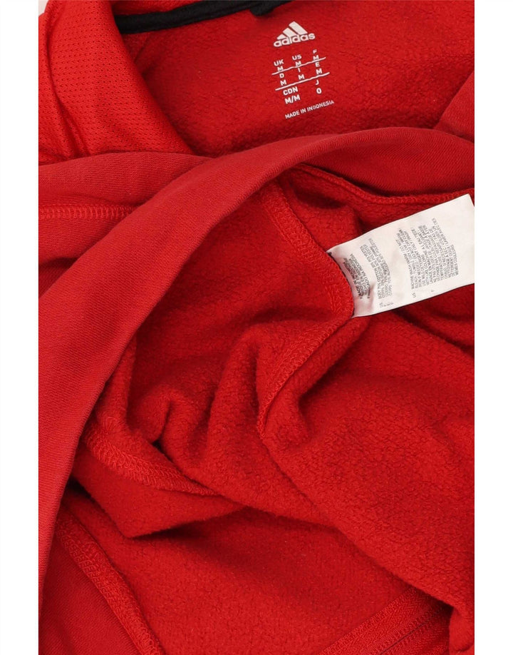 Maglione con cappuccio e zip Adidas da uomo in cotone rosso medio