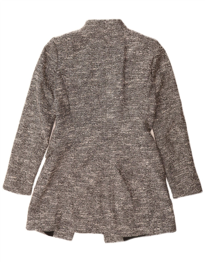 Soprabito aperto da donna Zara UK 10 piccolo cotone chiazzato grigio