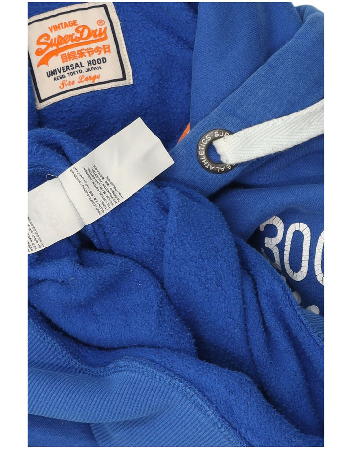 Felpa con cappuccio grafica da uomo Superdry grande in cotone blu