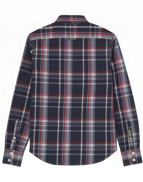 Camicia da uomo Superdry XL in cotone a quadri blu navy