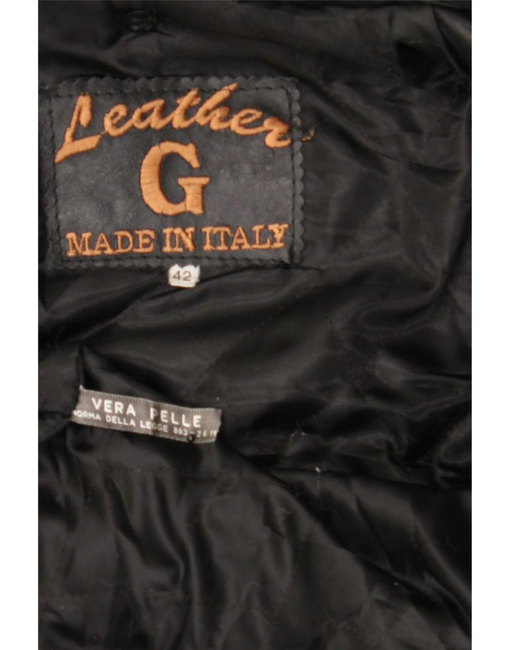 Cappotto oversize in pelle vintage con cappuccio da donna IT 42 Medio Nero