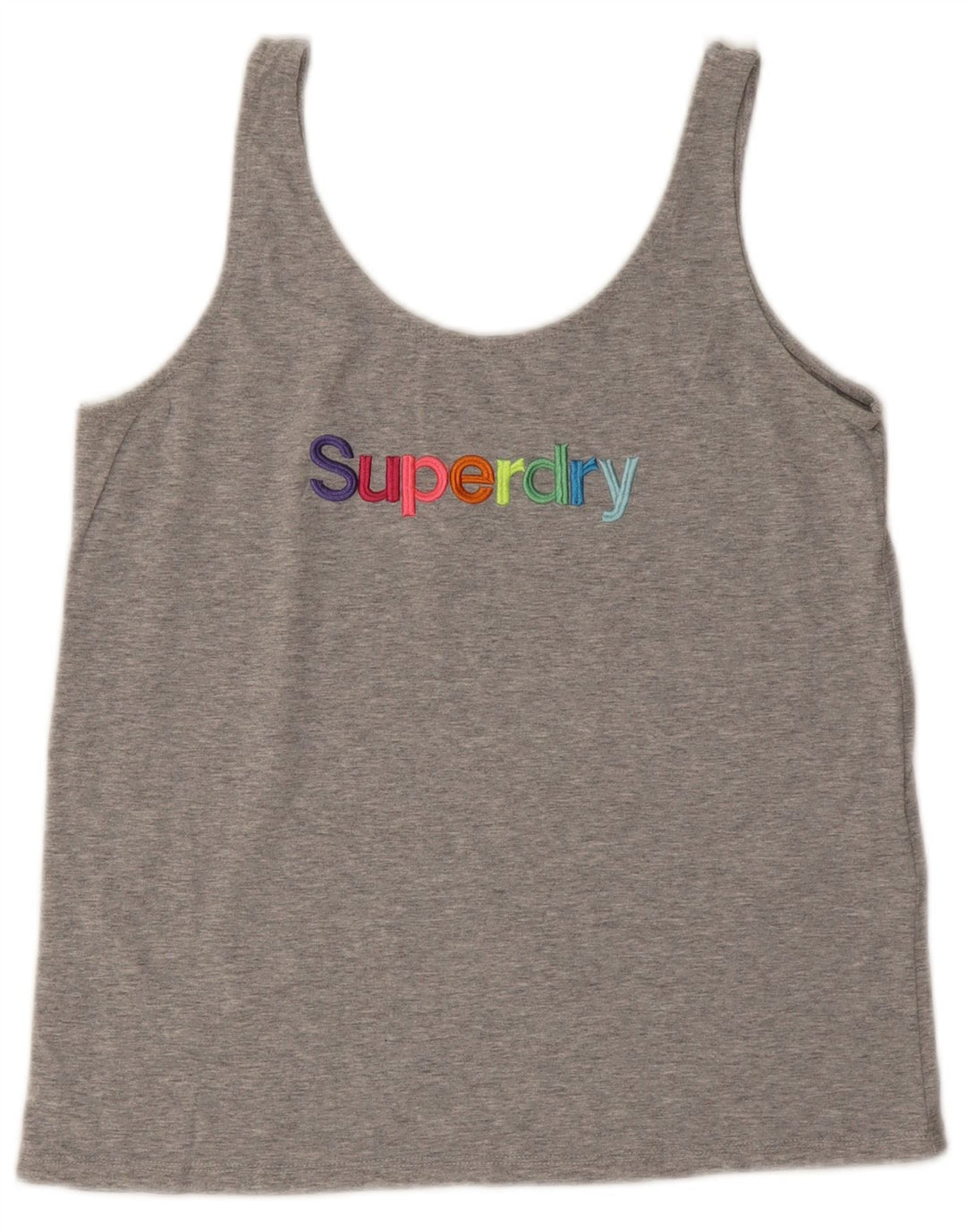 Canottiera grafica da donna Superdry UK 8 Small in cotone grigio