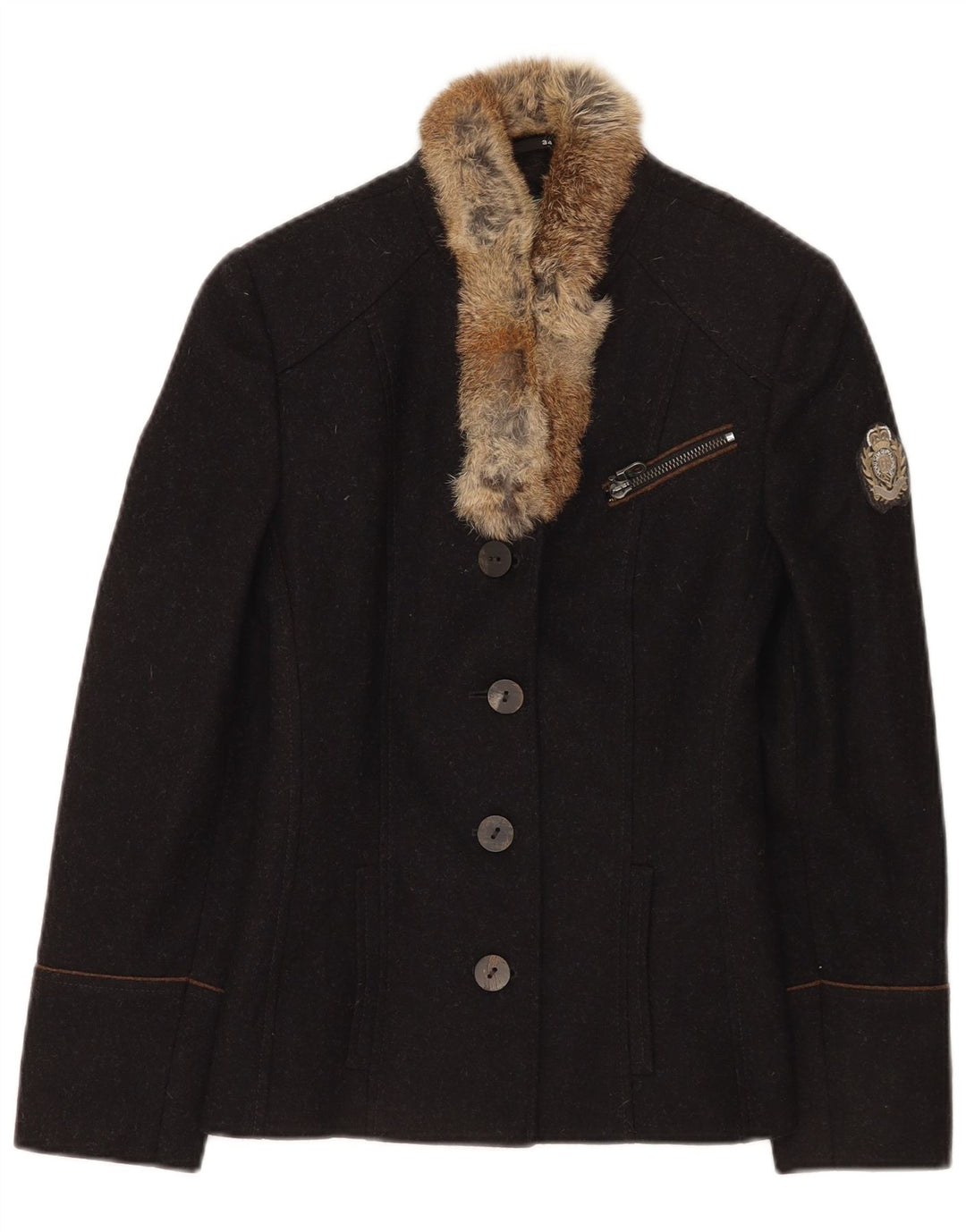 Giacca blazer da donna a 4 bottoni Allwerk EU 34 XS lana vergine nera