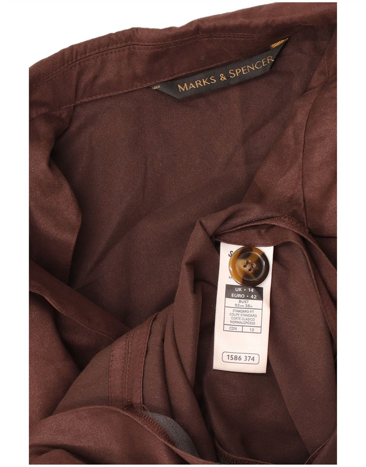 Giacca blazer a 3 bottoni da donna Marks & Spencer UK 14 grande poliestere marrone