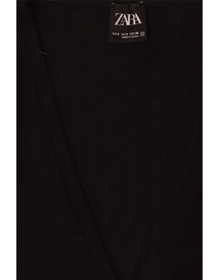 Maglione cardigan lungo da donna Zara UK 10 piccolo poliestere nero