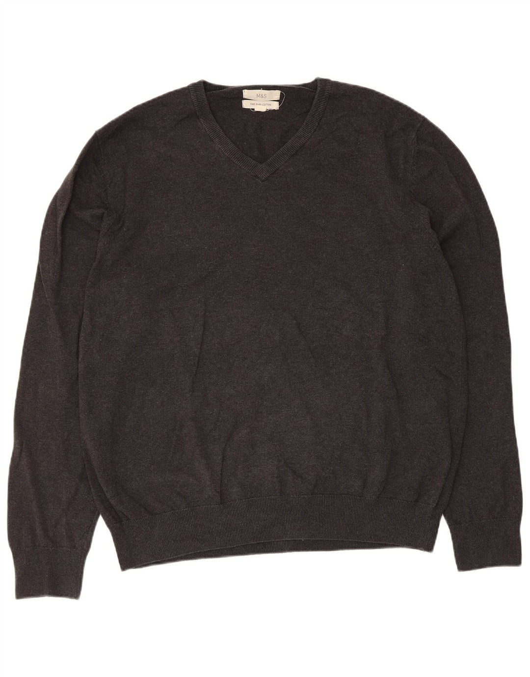 Maglione da uomo con scollo a V Marks & Spencer XL in cotone grigio