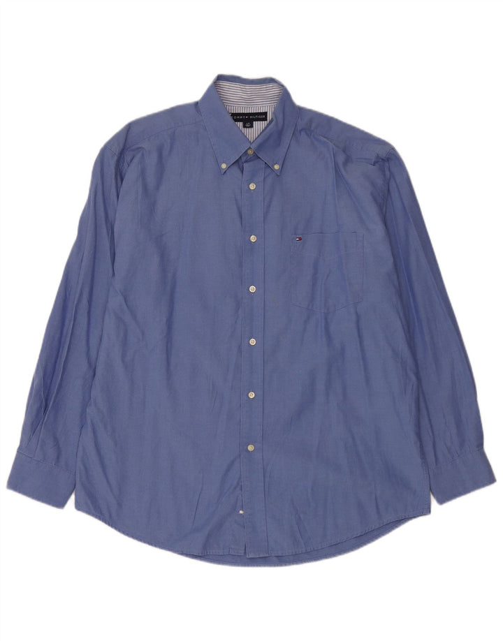 Camicia da uomo Tommy Hilfiger grande in cotone blu