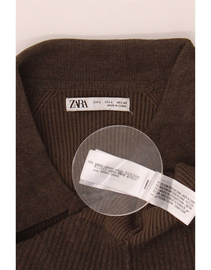 Maglione Zara da uomo con collo alto, grande, in poliestere marrone