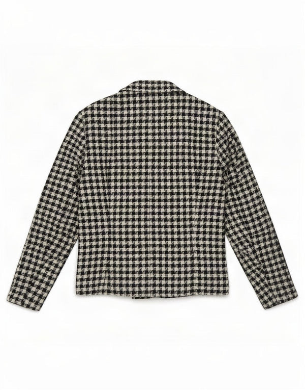 Giacca blazer a 4 bottoni Marks & Spencer da donna UK 14 grande pied de poule nero