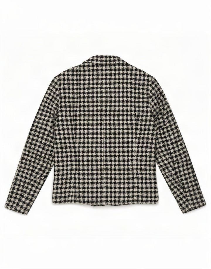 Giacca blazer a 4 bottoni Marks & Spencer da donna UK 14 grande pied de poule nero