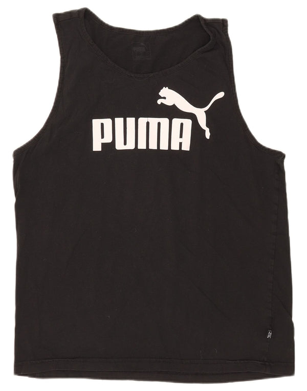 Canotta grafica da uomo Puma grande in cotone nero