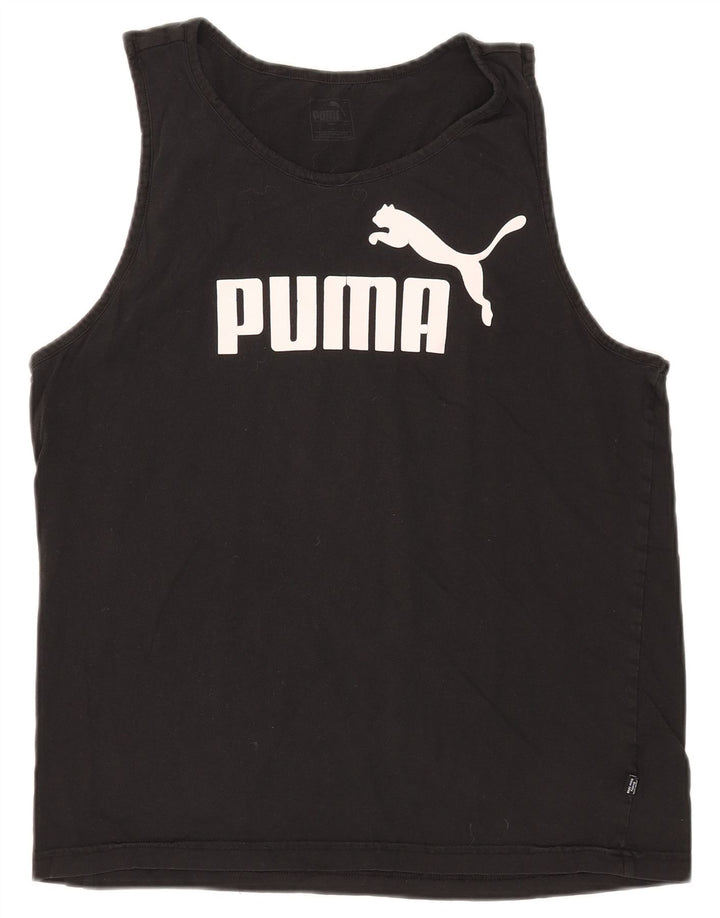 Canotta grafica da uomo Puma grande in cotone nero