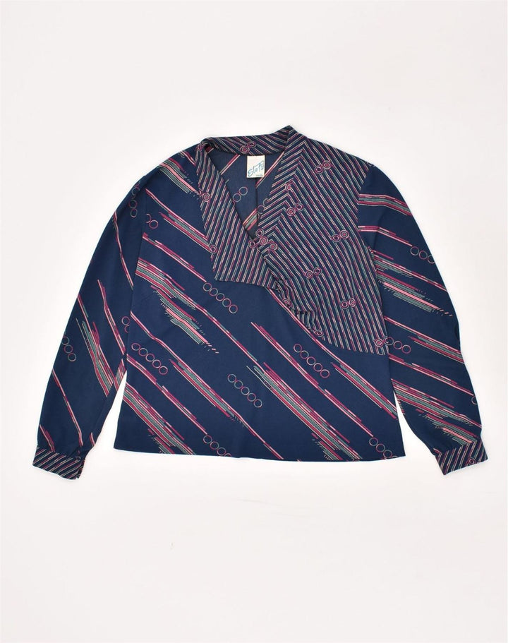 VINTAGE Womens Pullover Shirt IT 48 XL Navy Blue Striped | Vintage Vintage | Thrift | Second-Hand Vintage | Used Clothing | Messina Hembry 
