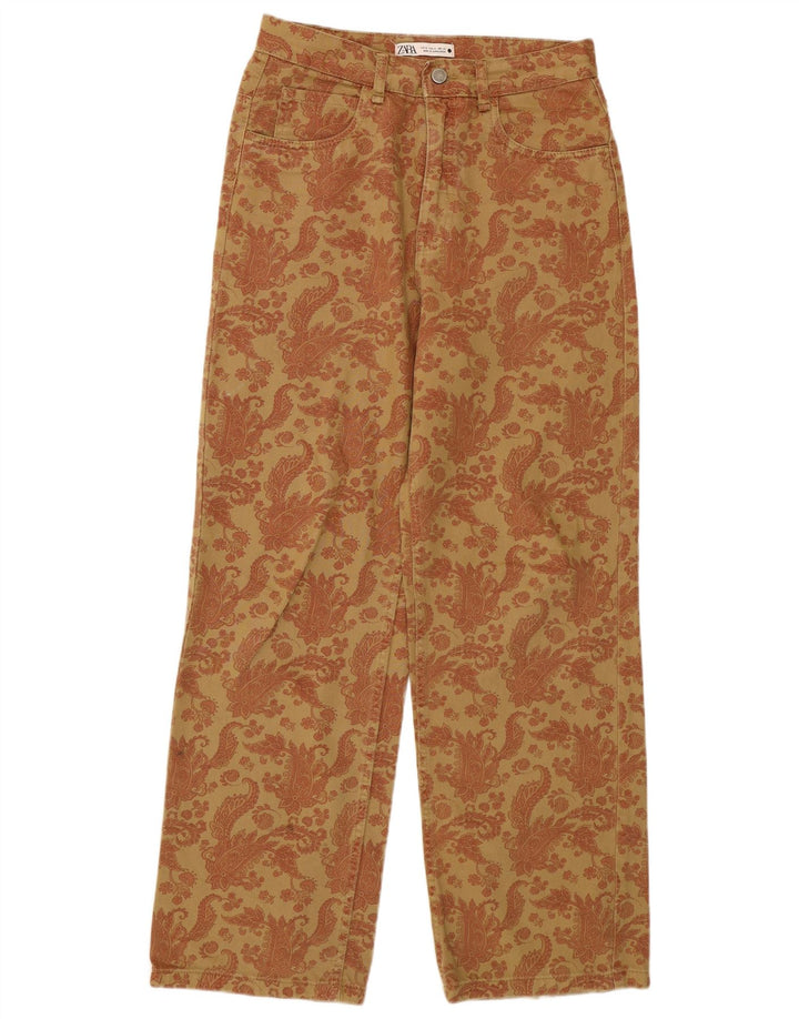Pantaloni casual larghi da donna Zara medi W28 L30 marrone Paisley