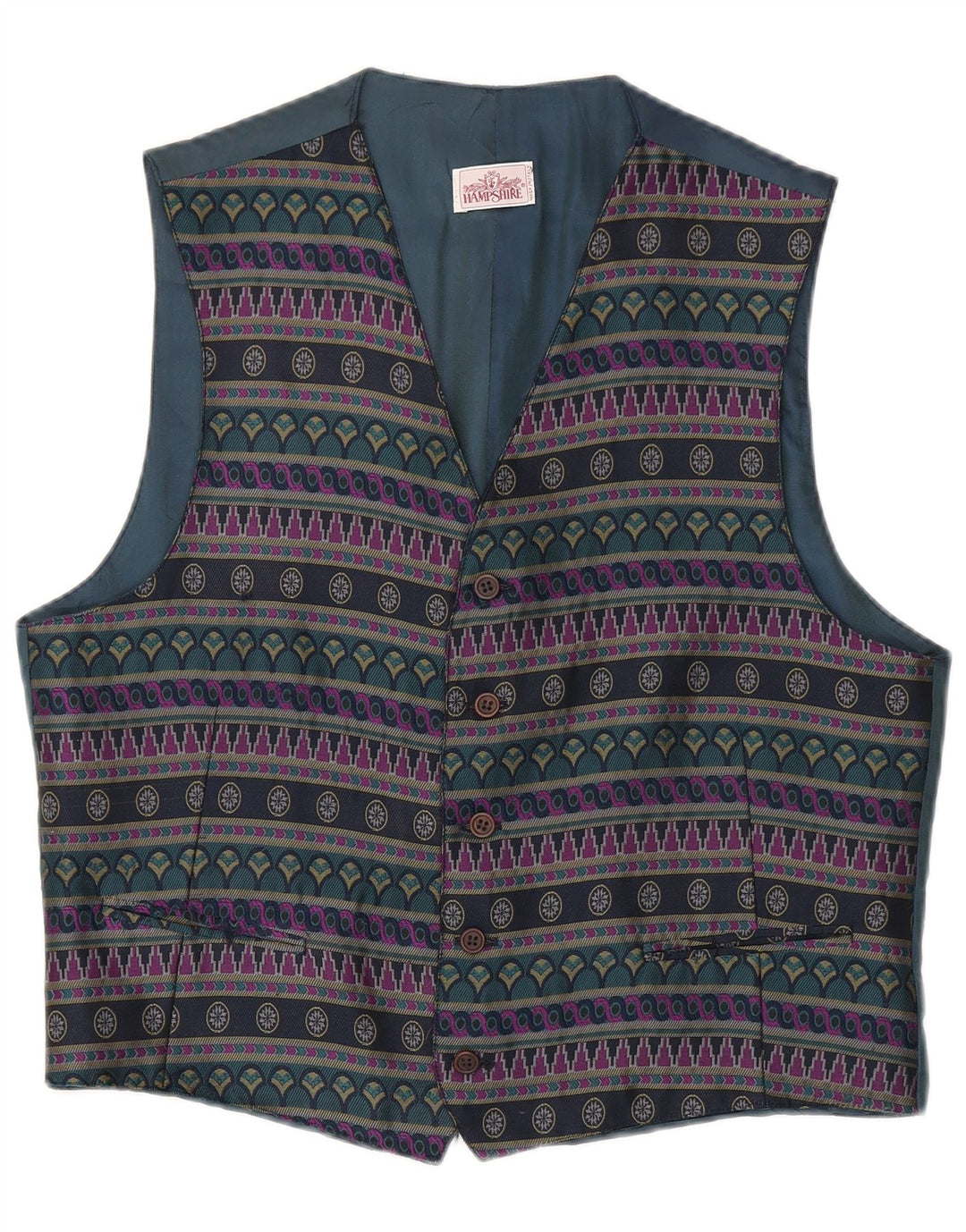Gilet vintage da uomo XL in poliestere geometrico blu navy