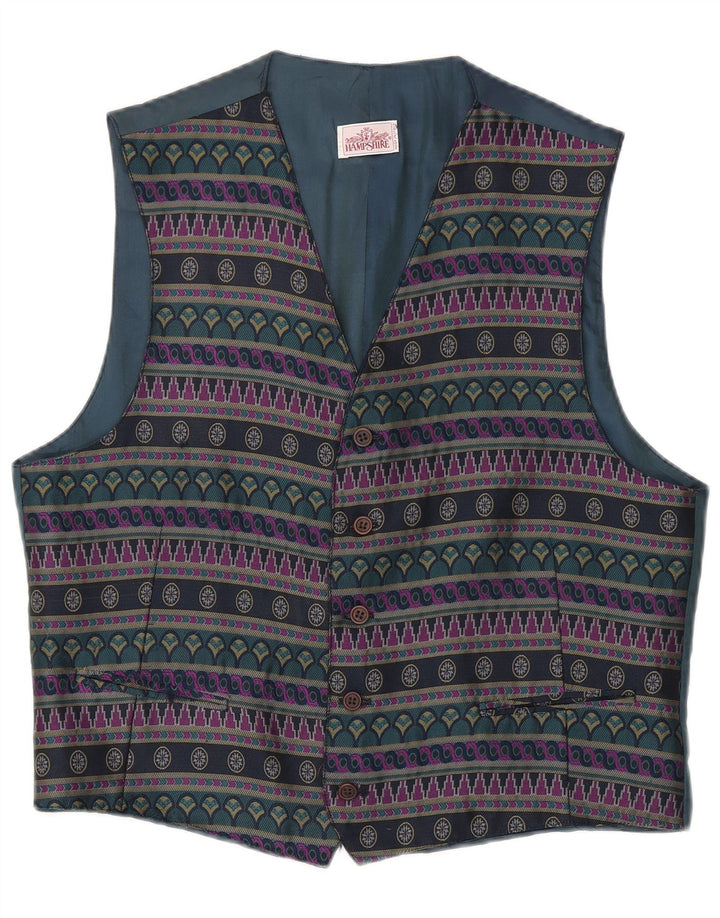 Gilet vintage da uomo XL in poliestere geometrico blu navy