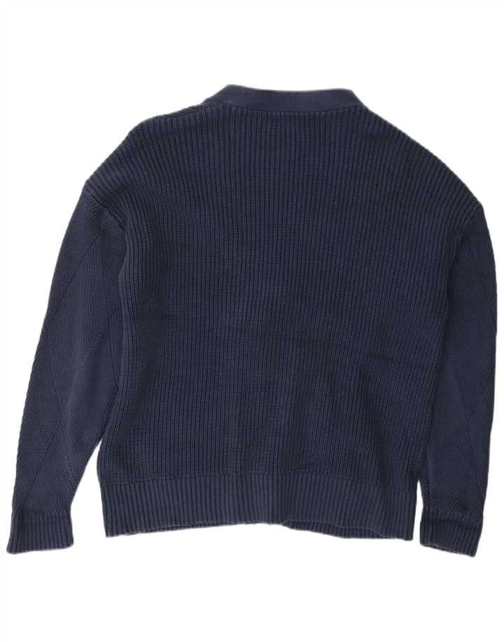 Maglione cardigan da donna Marks & Spencer UK 16 grande cotone blu navy