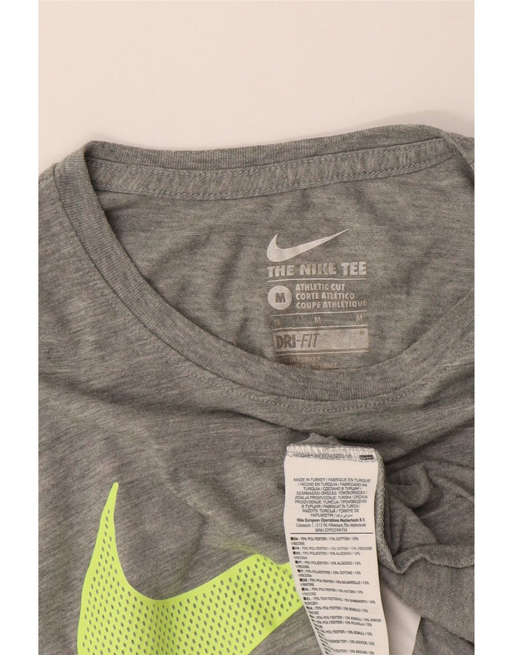 T-shirt grafica Nike Dri Fit da donna UK 12 Poliestere chiazzato grigio medio