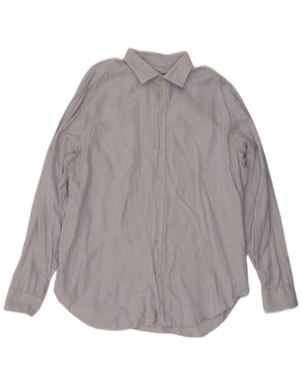 Camicia da uomo Armani Collezioni taglia 44 17 1/2 XL Blu geometrica