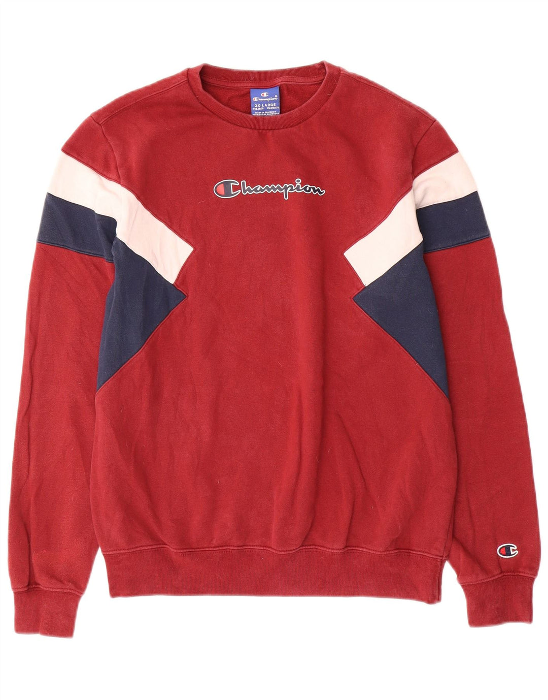 Felpa da bambino CHAMPION 15-16 anni 2XL Cotone color block rosso