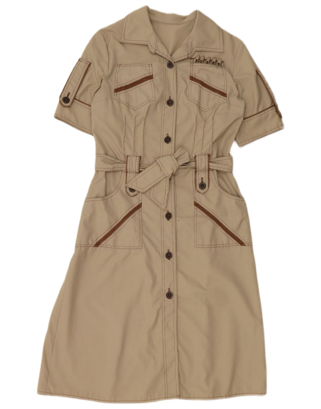 Abito camicia da donna VINTAGE UK 12 Grigio medio