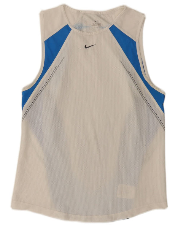 Canotta Nike Dri Fit da uomo, piccola, in poliestere color block bianco