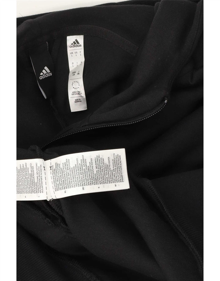 Maglione con cappuccio e zip Adidas da uomo grande in cotone nero