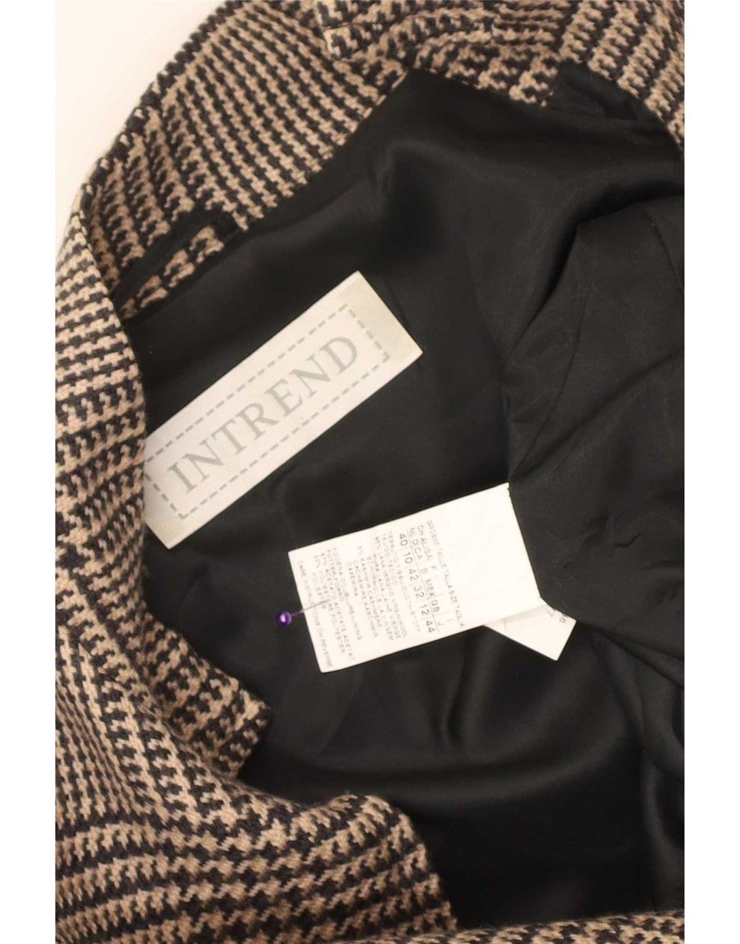 Giacca blazer con zip intera da donna Intrend UK 12 pied de poule marrone medio