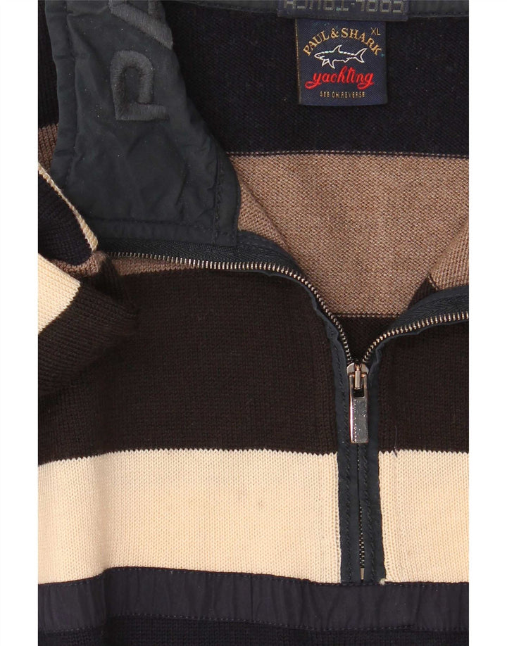 Paul & Shark Maglione da uomo con zip e collo XL a righe multicolore