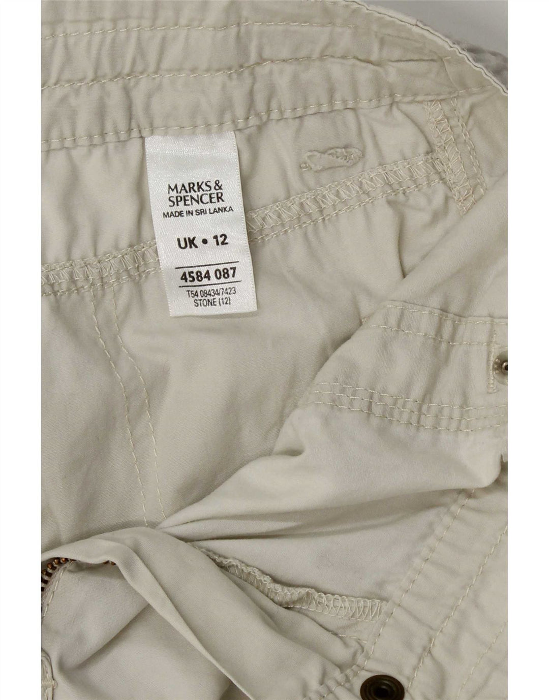 Pantaloncini cargo da donna Marks & Spencer UK 12 medi W30 cotone beige