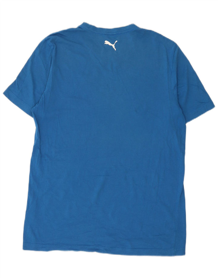 T-shirt grafica da uomo Puma Top in cotone blu medio