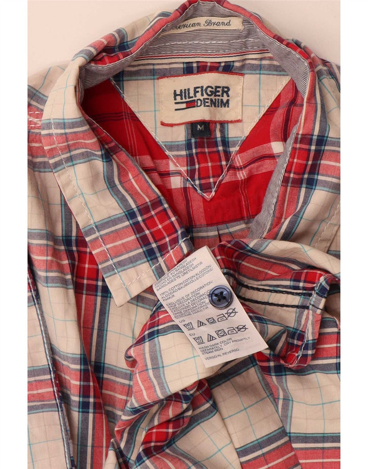 Camicia a maniche corte da uomo Tommy Hilfiger in cotone a quadri rossi medi
