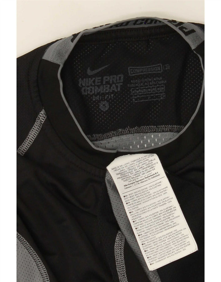 Maglia Nike Dri Fit da uomo a manica lunga piccola nera in poliestere color block