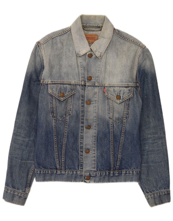 Levi's Giacca in denim da uomo con lavaggio acido UK 38 Cotone blu medio classico