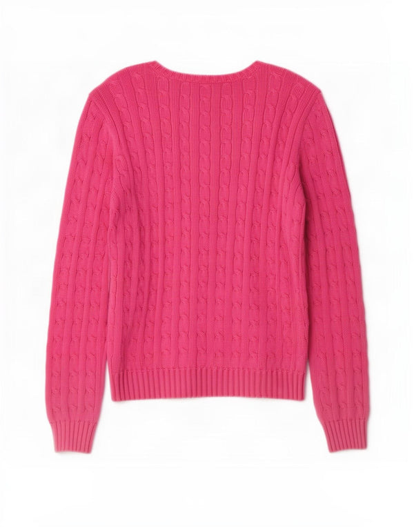 Ralph Lauren Womens V-Neck Jumper Sweater UK 16 Large Pink Cotton