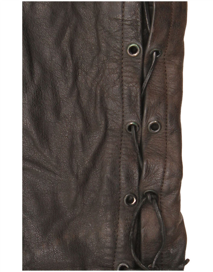 Pantaloni in pelle vintage da uomo W36 L34 neri