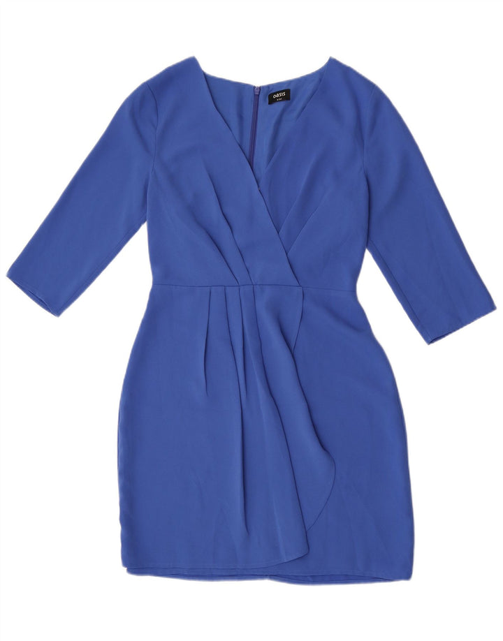 Abito tubino con maniche a 3/4 da donna Oasis UK 8 piccolo poliestere blu